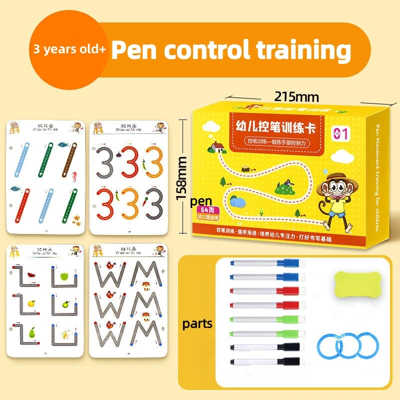 

Educational Toy Children Montessori Drawing Toy Pen Control Training Color Shape Math Match Game Set Toddler Learning Activities
