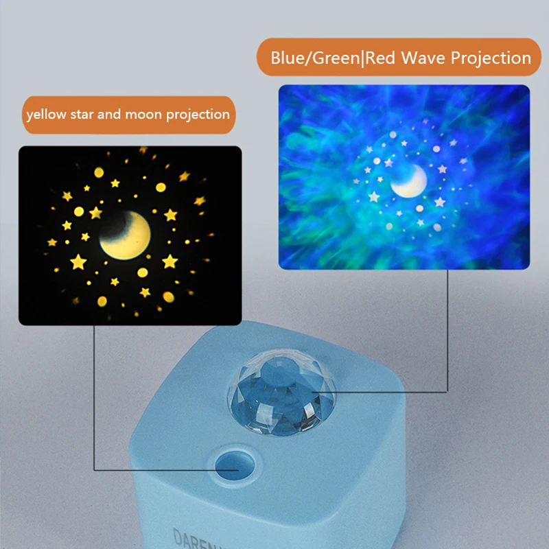 

Ocean Wave LED Projection Light Lamp Creative Colorful Water Pattern Ripple Moon Star Projector Romantic Atmosphere Night Light