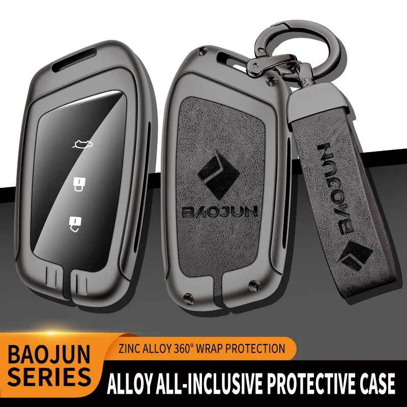 

Brand New Zinc Alloy+Leather+TPU Car Key Bag Key Chain For Baojun RM-5 RC-5 RC-6 RS-3 RS-5 RS-7 E200 E300 Valli Accessories