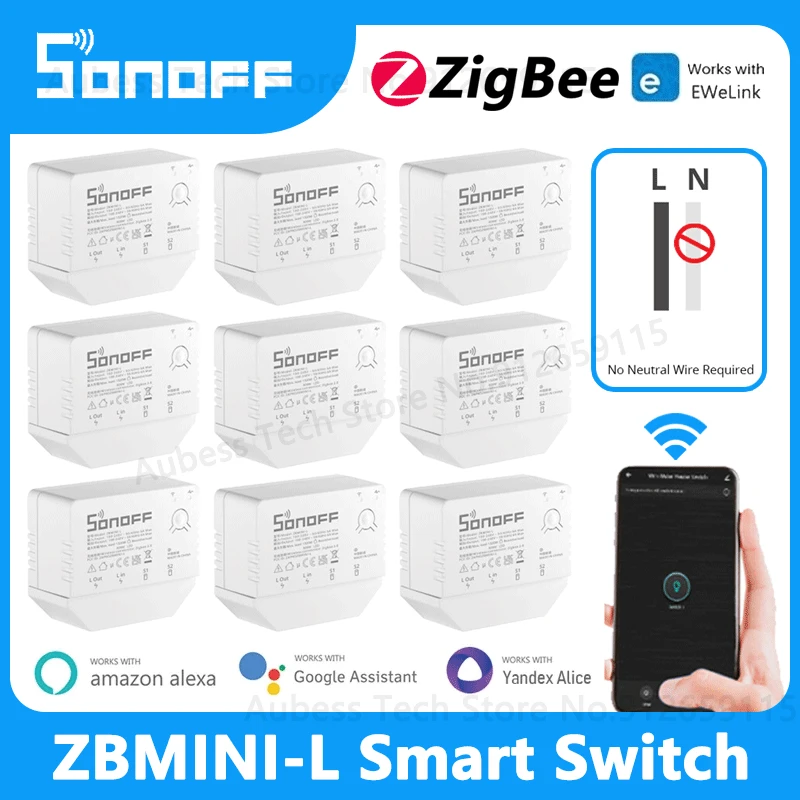 

SONOFF ZBMINI-L ZigBee Smart Switch No Neutral Wire eWeLink Home Automation MINI DIY Switch Module Alice Alexa Google Assistant