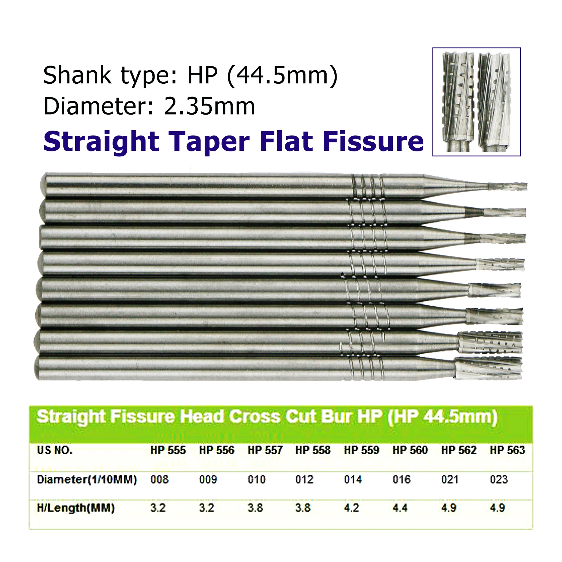 

5Pcs Wave Dental Bur Plus Tungsten Carbide Bur Flat Fissure Cross Cut HP Burs For Low Speed Straight Nose Cone Handpiece 2.35mm