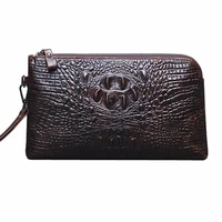 mens vintage fashion business crocodile grain pattern clutch bag luxury hand bag wallet phone wrist bags handbags
