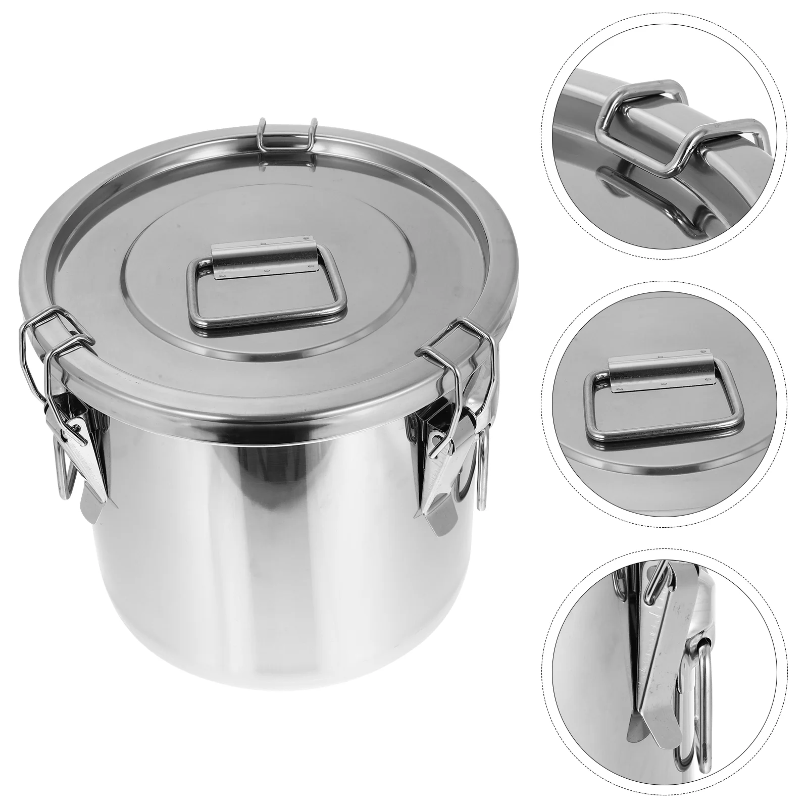 

Stainless Steel Rice Bucket Household Liquid Holder Lid Milk Barrel Soup Pots Lids Container Box Multi-purpose Flanera with