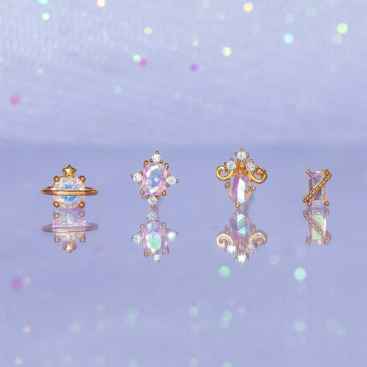 Geometric Square Oval Illusory Color Zircon Stud Earring Fo r Women Girl Trendy Zircon Earrings Jewelry