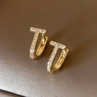 simple diamond inlaid t shaped womens earrings exquisite and small personalized versatile earrings and earrings jewelry
