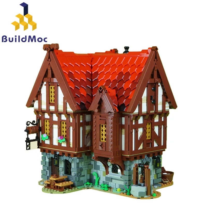 

Buildmoc Medieval Blacksmith Castle Village Ideas MOC Set Building Blocks Kits Toys for Children Kids Gifts Toy 2956PCS Bricks