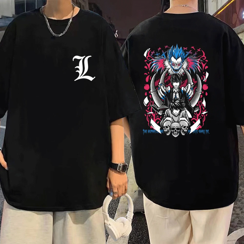

Japan Anime Death Note Shinigami Ryuk Print T Shirt Light Yagami L·Lawliet Gothic T-shirts Unisex Short Sleeve Oversized T Shirt