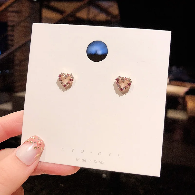 

S925 Silvers 2022 Korean Trend Simple Heart Stud Earrings Female Boho Metal Classic Earrings Jewellery for Women Fashion