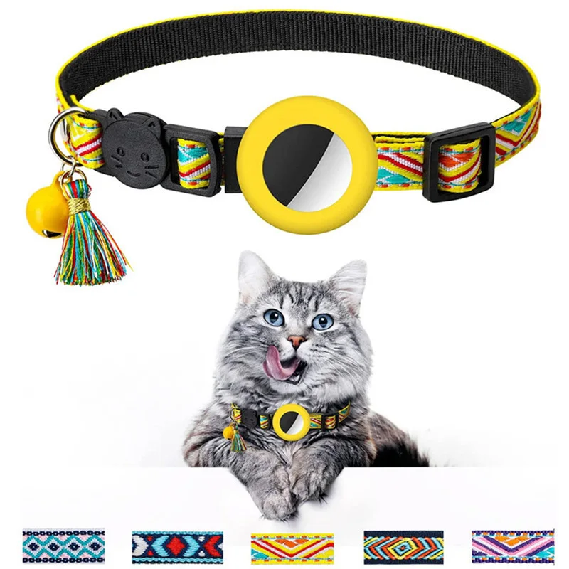 New Airtag Collar Adjustable Pet Collar For Cat Puppy Anti-lost Pet Necklace With Airtags Holder Dog Cat Accessories With Bell