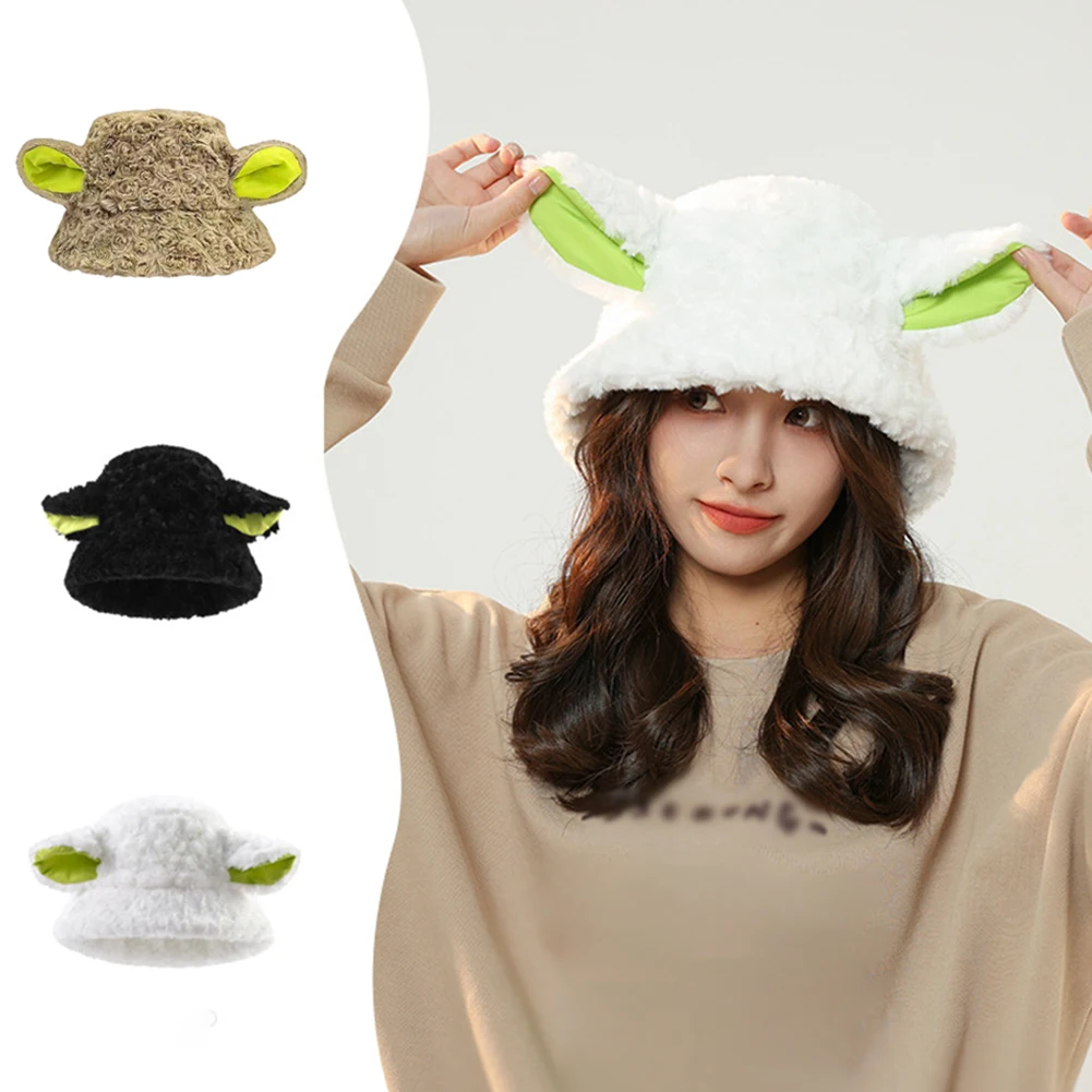 

Панама из овечьей шерсти ручной работы, шляпа из овечьей шерсти с ушками для милых девушек, шляпа из черной и белой овечьей шерсти, праздничн...