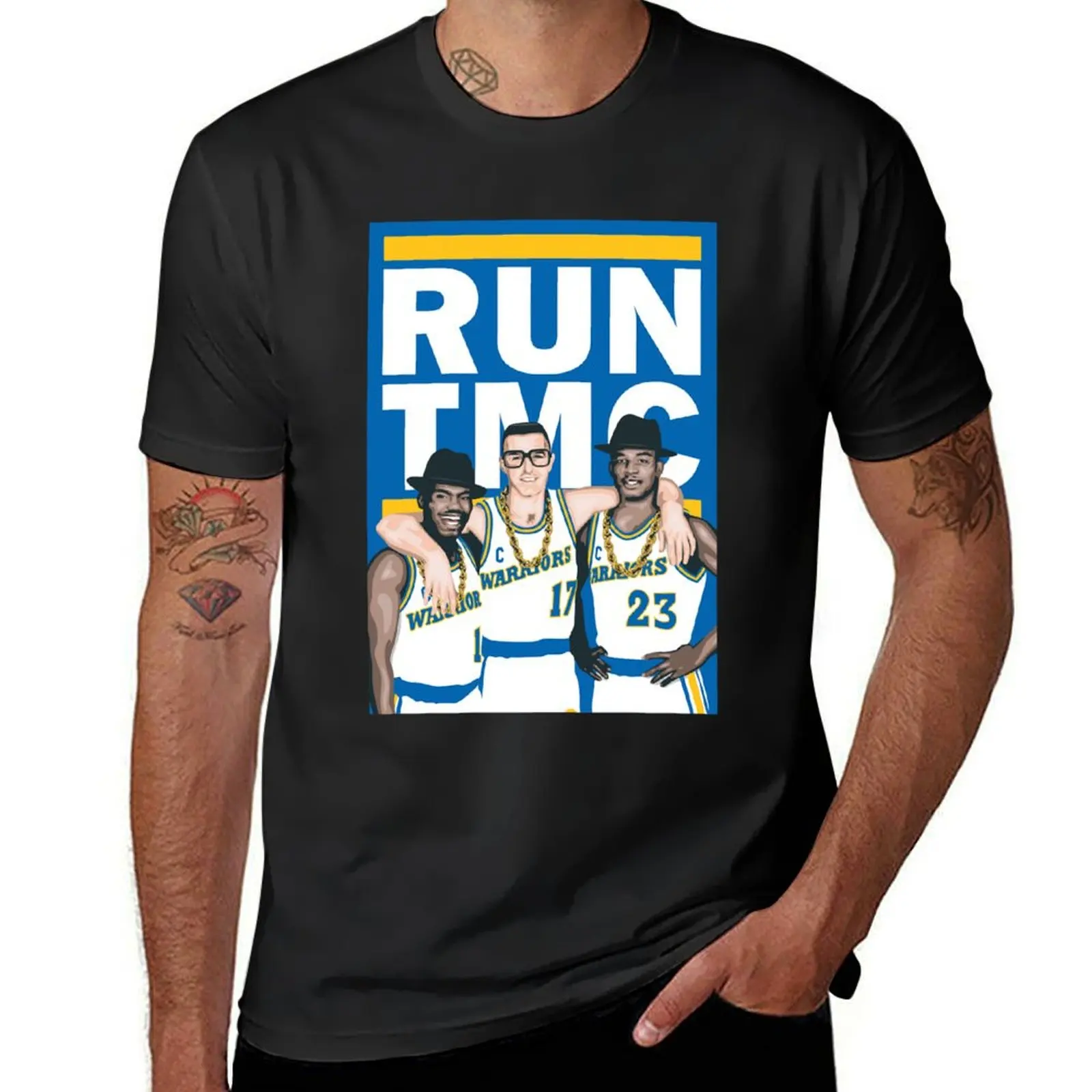 Классические мужские футболки RUN TMC простые черные на заказ