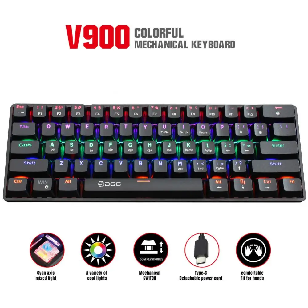 

Backlit Wired Mechanical Keyboard Portable Office Gaming Keyboard Usb2.0 Gaming Laptop 61keys Mini Keyboard Computer Accessories
