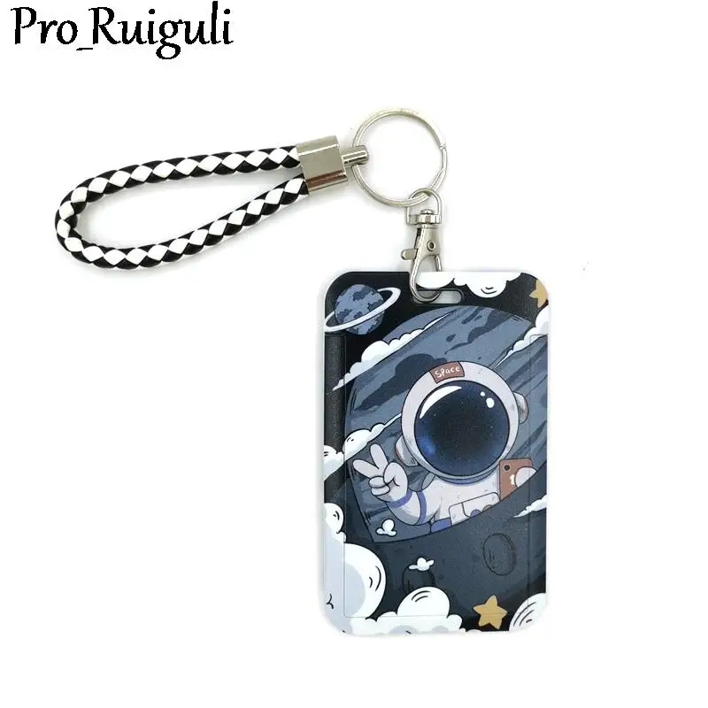

Astronaut Universe Moon Earth Cute Card Cover Clip Lanyard Retractable Student Nurse Badge Reel Clip Cartoon ID Card Holder