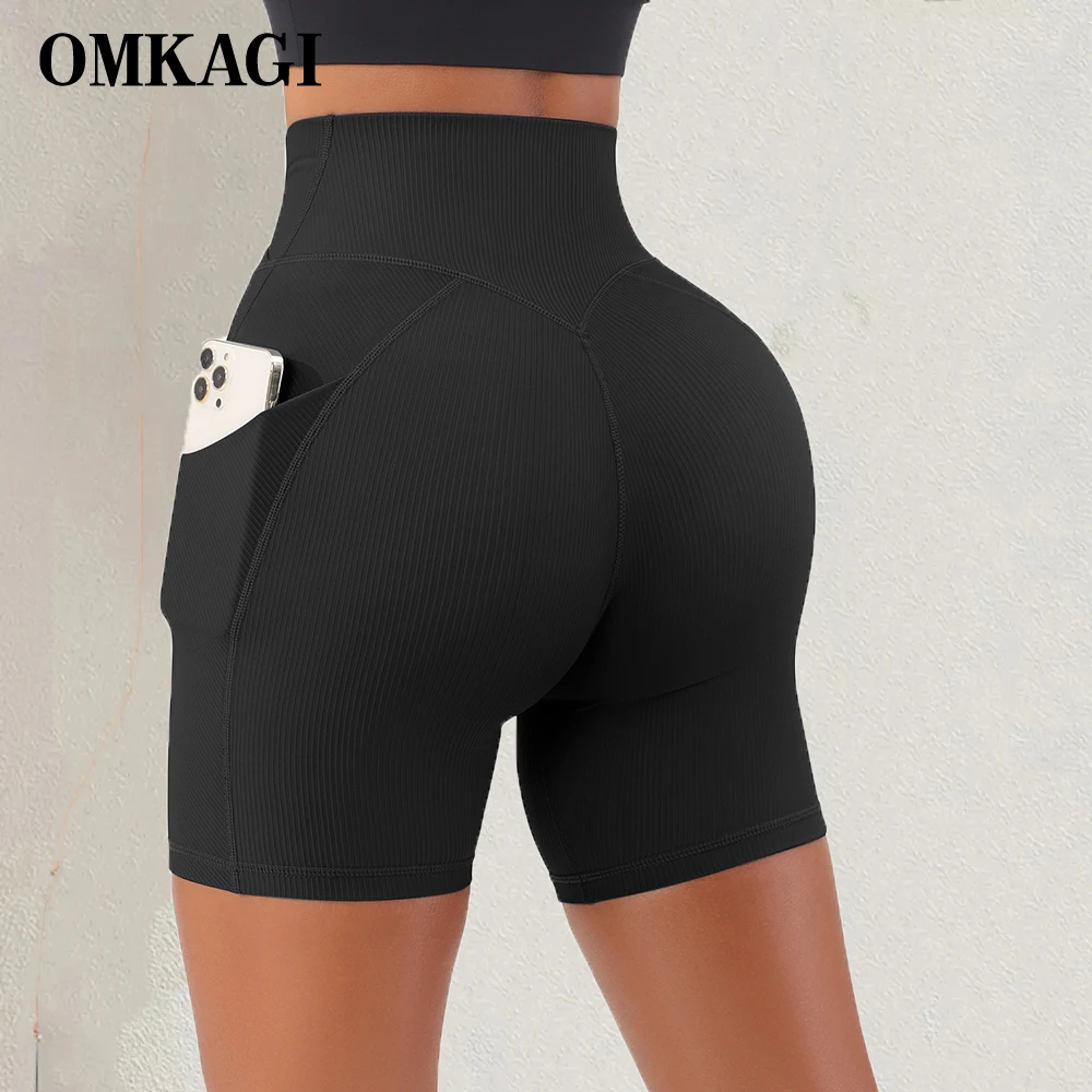 

OMKAGI, высокая талия, байкерские короткие шорты для тренировок, бесшовные леггинсы, женские штаны для йоги, для спортзала, пуш-ап, короткие, для...