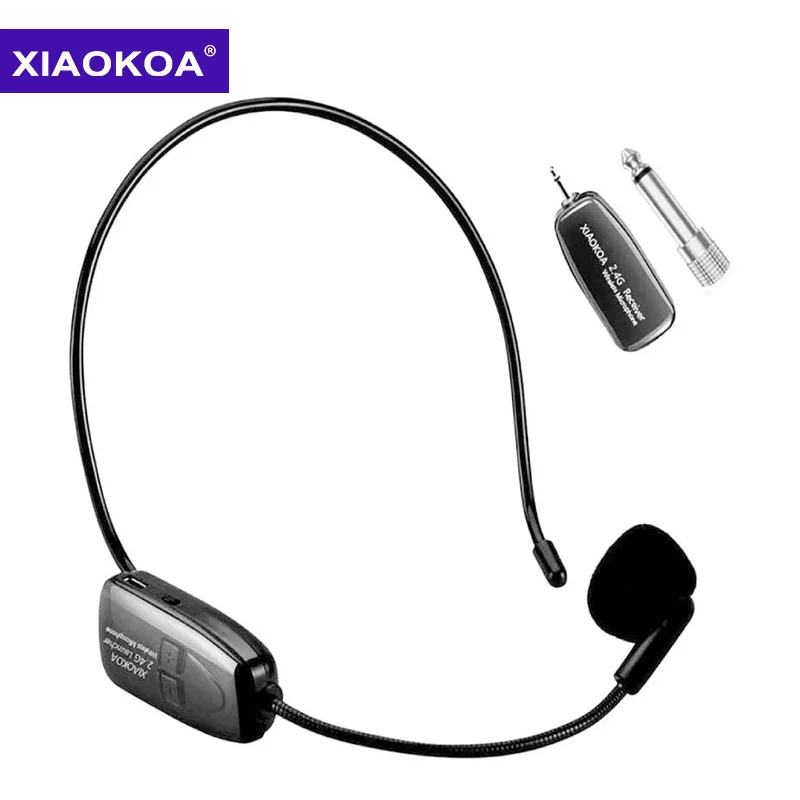 Беспроводная микрофонная гарнитура XIAOKOA 2,4G, микрофон для голосового усилителя, динамик для караоке, компьютера, для обучения, встреч, йоги, пения