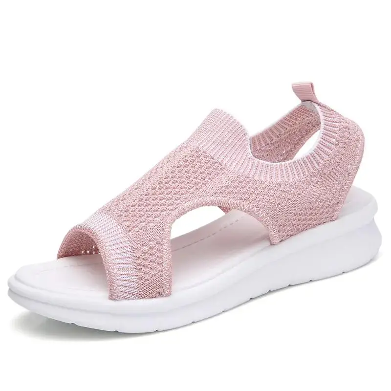 

Women's Summer Mesh Hollow Out Casual Sandals Thick Bottom Non Slip Breathable Cover Foot Large Size Light Beach Sandals