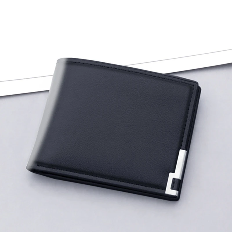 

Men Soft PU Leather Black White Solid Color Simple Short Ultra-Thin Small Wallets Multi-Card Slots Card Holder Small Coin Purse