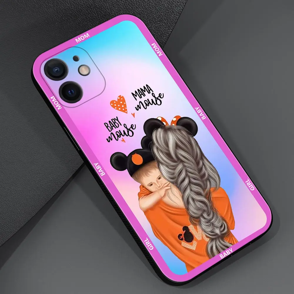 Cover For iPhone 14 13 12 Pro Max 11 XS Max XR X 12Mini 7 8 6 Plus 2020 TPU Fundas Soft Case Super Mom Baby Girl Boy
