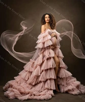 off the shoulder pink pregnancy dresses sweetheart front slit open extra puffy ball gown women maternity dressing gowns