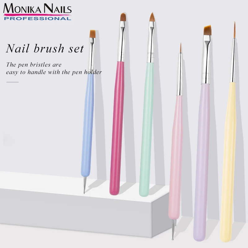 

6pcs Nail Brushes Manicure UV Gel Nail Polish Painting Drawing Pen French Lines Carving Pen Nail Art Polish Manicure Tool Kit