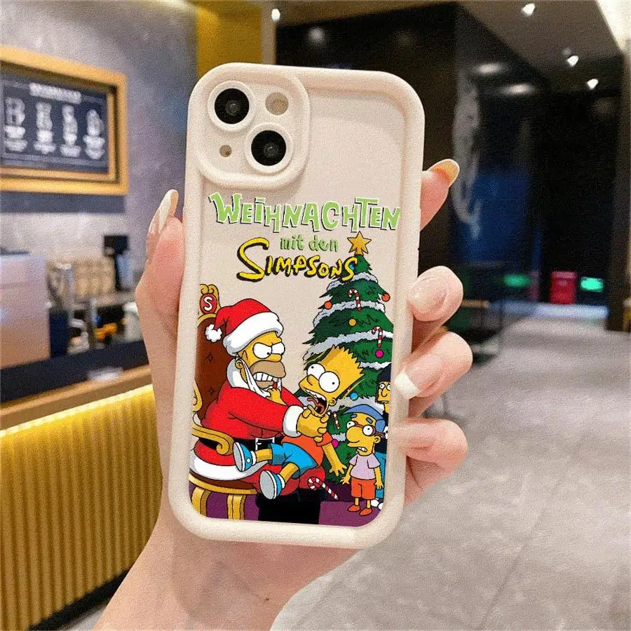 Shockproof Case for Apple iPhone 11 15 Pro Max 14 Plus 13 12 16 Protective Silicone Funda Phone Cover Christmas Funny Simpsons