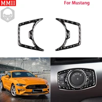mmii for ford mustang 2015 2022 soft carbon fiber head light switch button decoration cover trim sticker car accessories