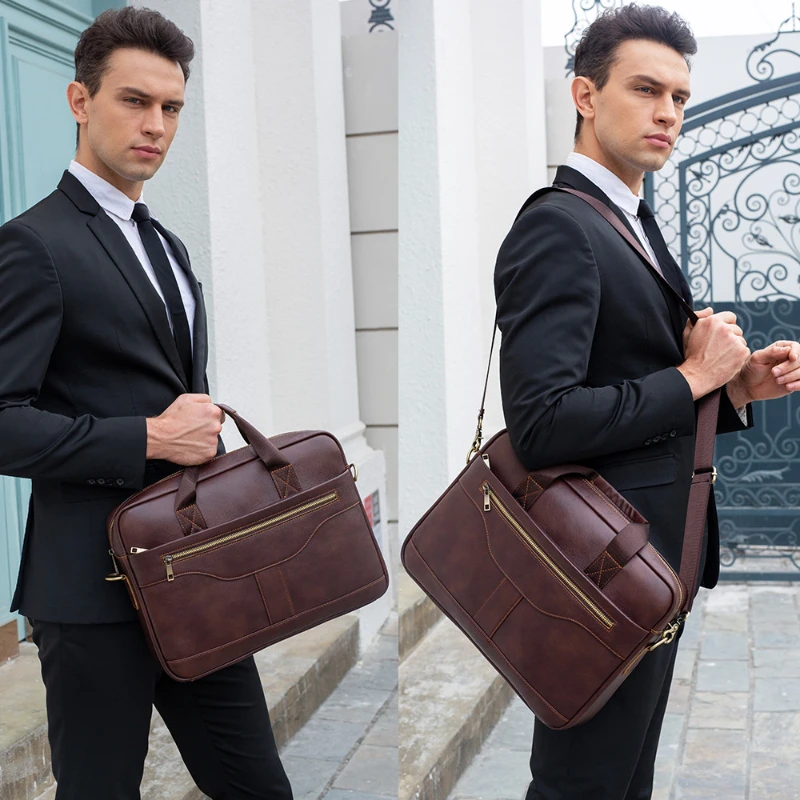 Luxury handbags designer Men's Leather Briefcase Men's Business Messenger Bag Retro First Layer Leather Laptop Bag