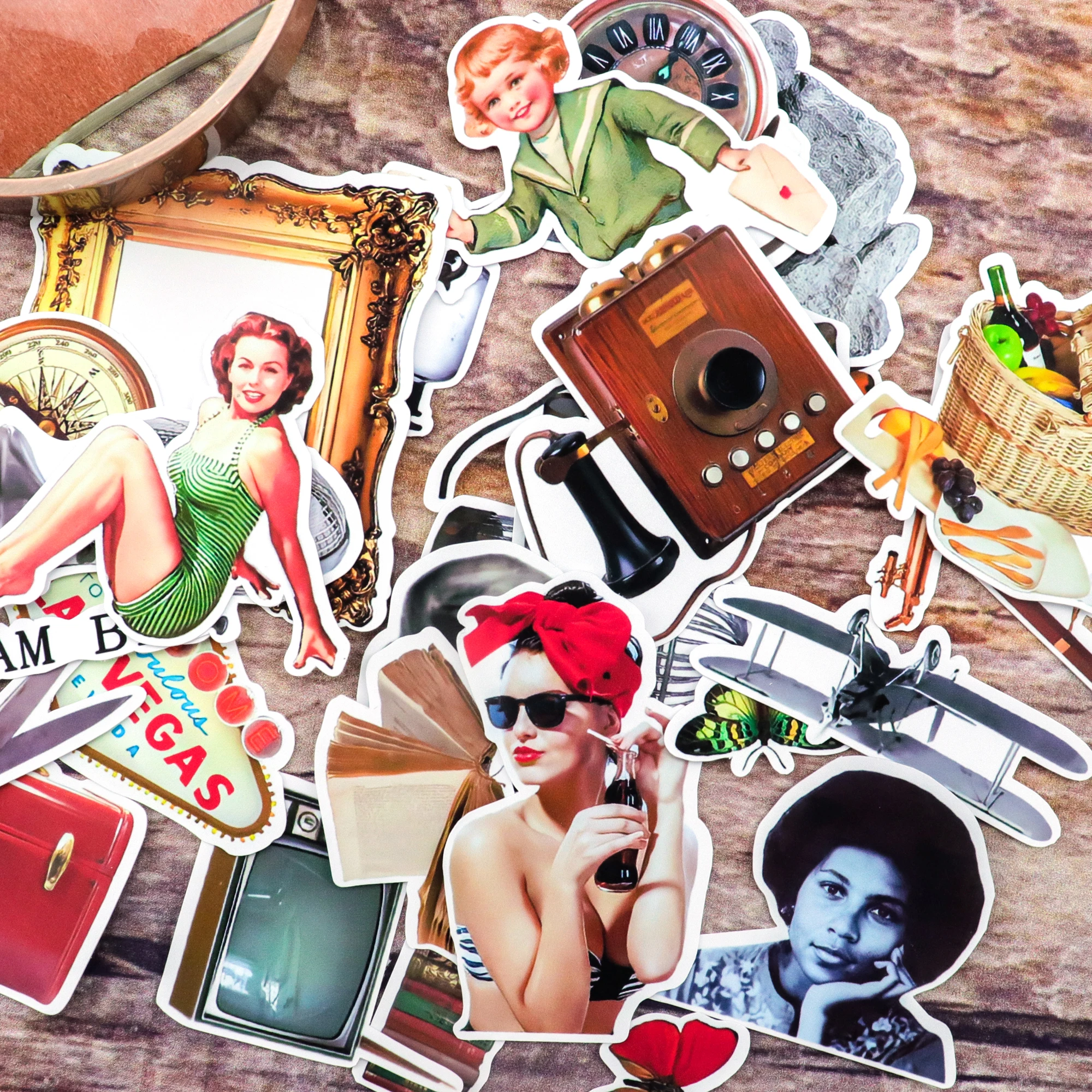 

27pcs Hand Drawing Retro Modern sticker items Diary Notebook Planner Vintage Scrapbooking Paper Stickers journaling stationery