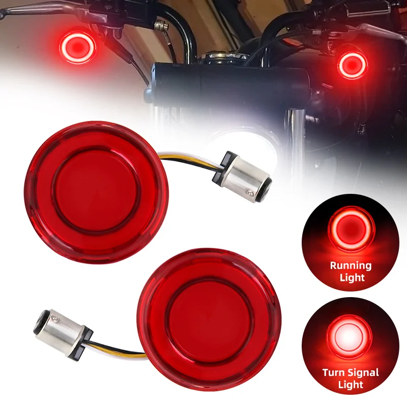 

Красный передний сигнал поворота мотоцикла Bullet 1157, преобразователь света для Harley Touring Electra Glide Sportster XL883 1200 X48 72 Dyna