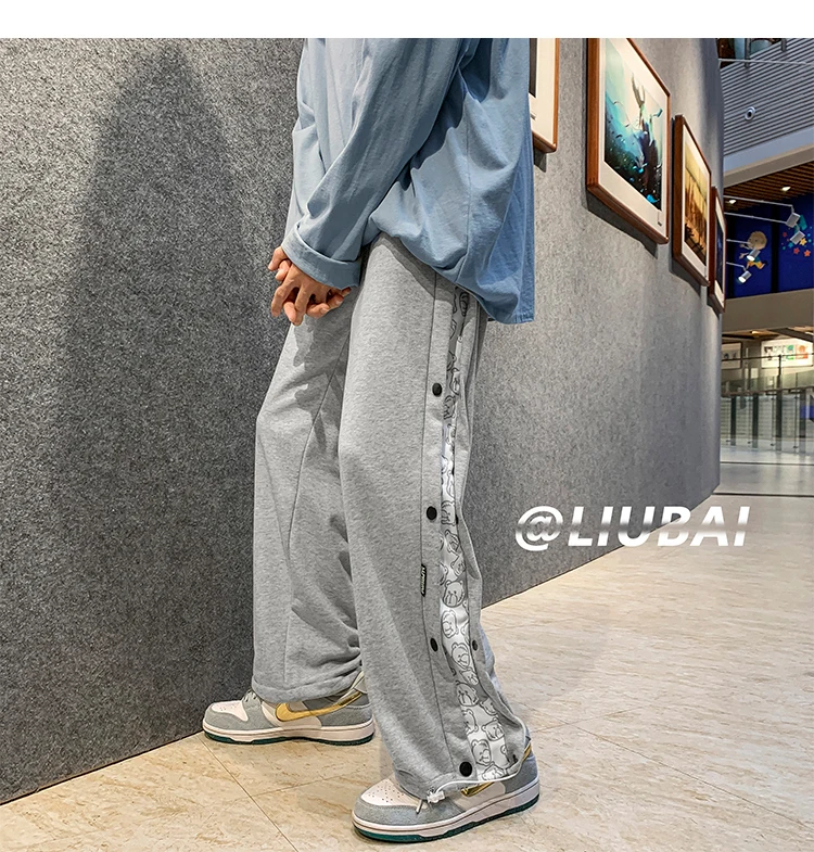 

QIWN Gray Guard Pants Men's Fall Loose Straight Leg Casual Pants Sports Trousers Mens Pants Streetwear Men Mens Joggers