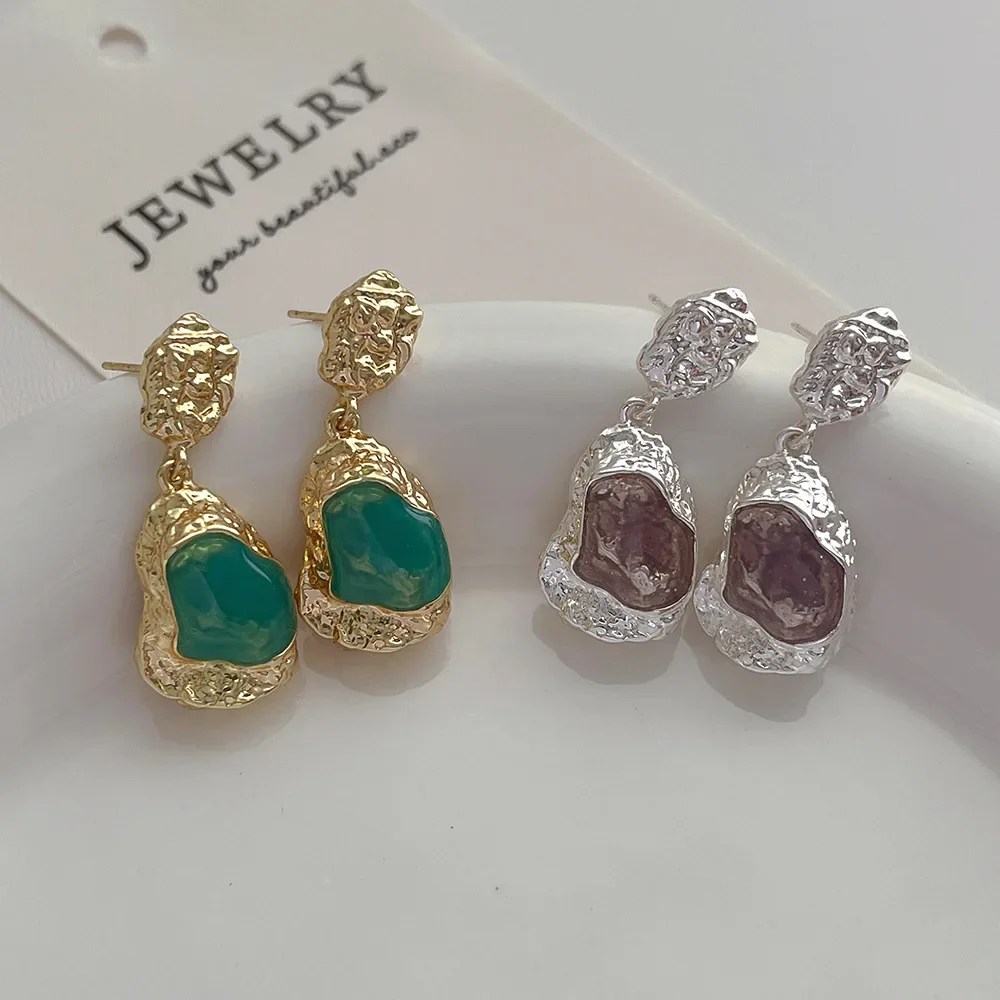 SimpleNicheDesign Чувствительность Необычные металлические серьги с капельным маслом