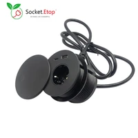black white european grommet round socket with eu power plug usb type c tabletop electrical outlet extension for office home