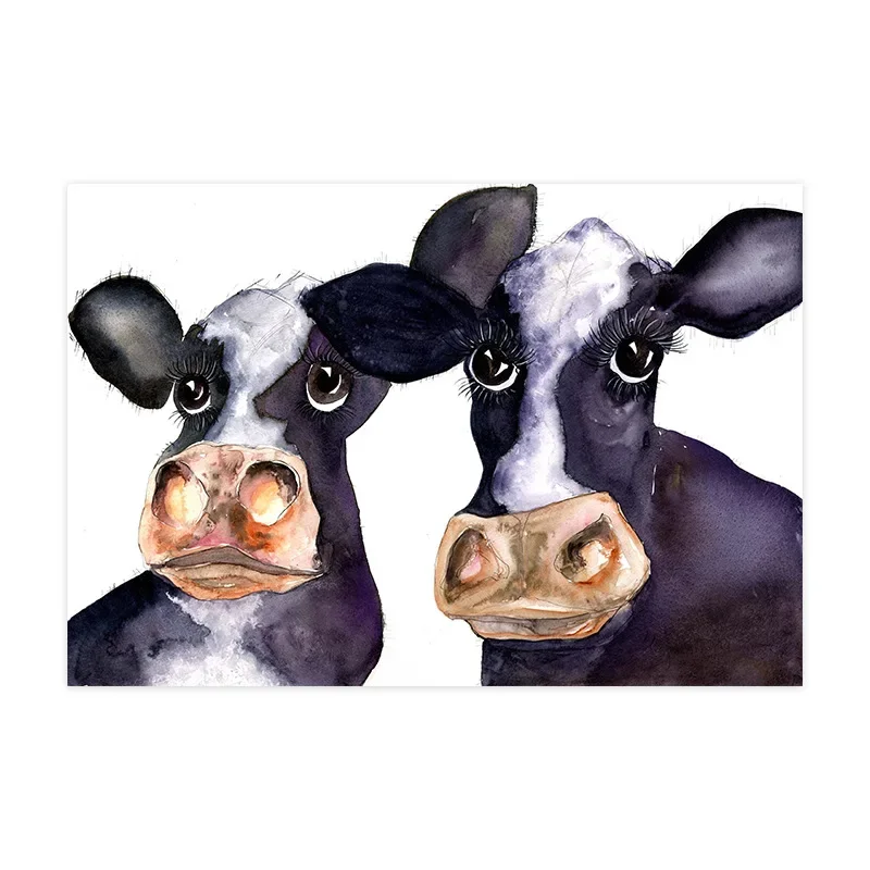 Черно-белая корова милые животные домашняя гостиная вход настенная живопись на