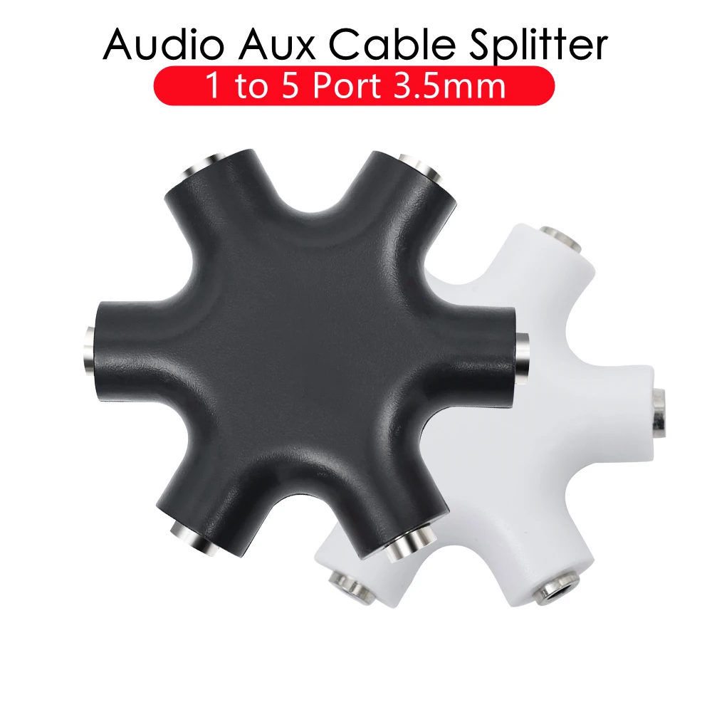 

6 в 1 3,5 мм аудио Aux кабель сплиттер 1 штекер на 5 гнездовых разъемов для наушников адаптер для планшета MP3 MP4 фотоадаптер