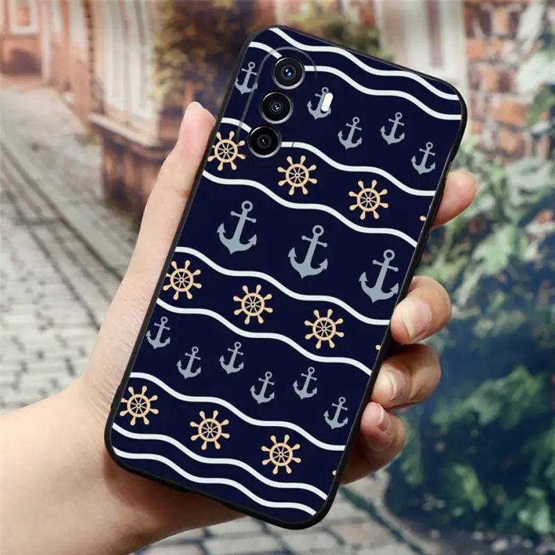 Nautical Coral Navy Blue Anchor Wheel Phone Case For Huawei Mate 50 30 20 10 40 Lite Pro Nova 7 6 SE 5 4 3 4E 3E 2s Shell Cover images - 6