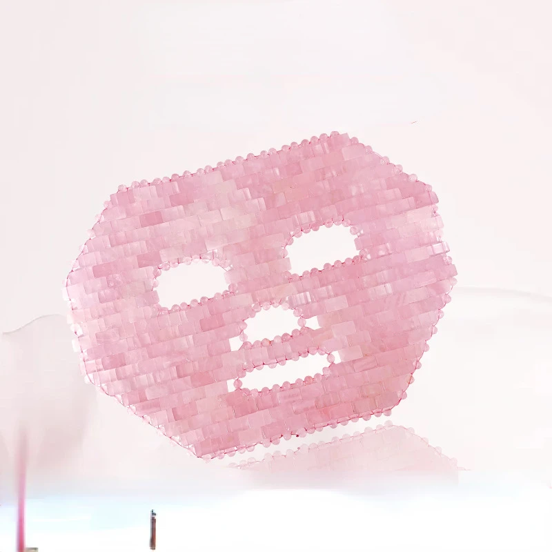 

Pink Crystal Eye Mask Hand Made Eye Curtain Crystal Sleeping Mask Rose Quartz Cold Therapy Facial Massager Natural Jade Mask