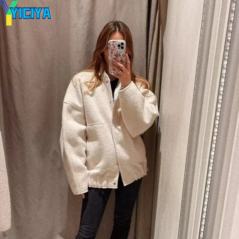 

YICIYA Bomber Jackets For Women 2023 Y2K Streetwear New In Outerwears Tweed Jacket For Women Button Faux Wool And Blends Jackets