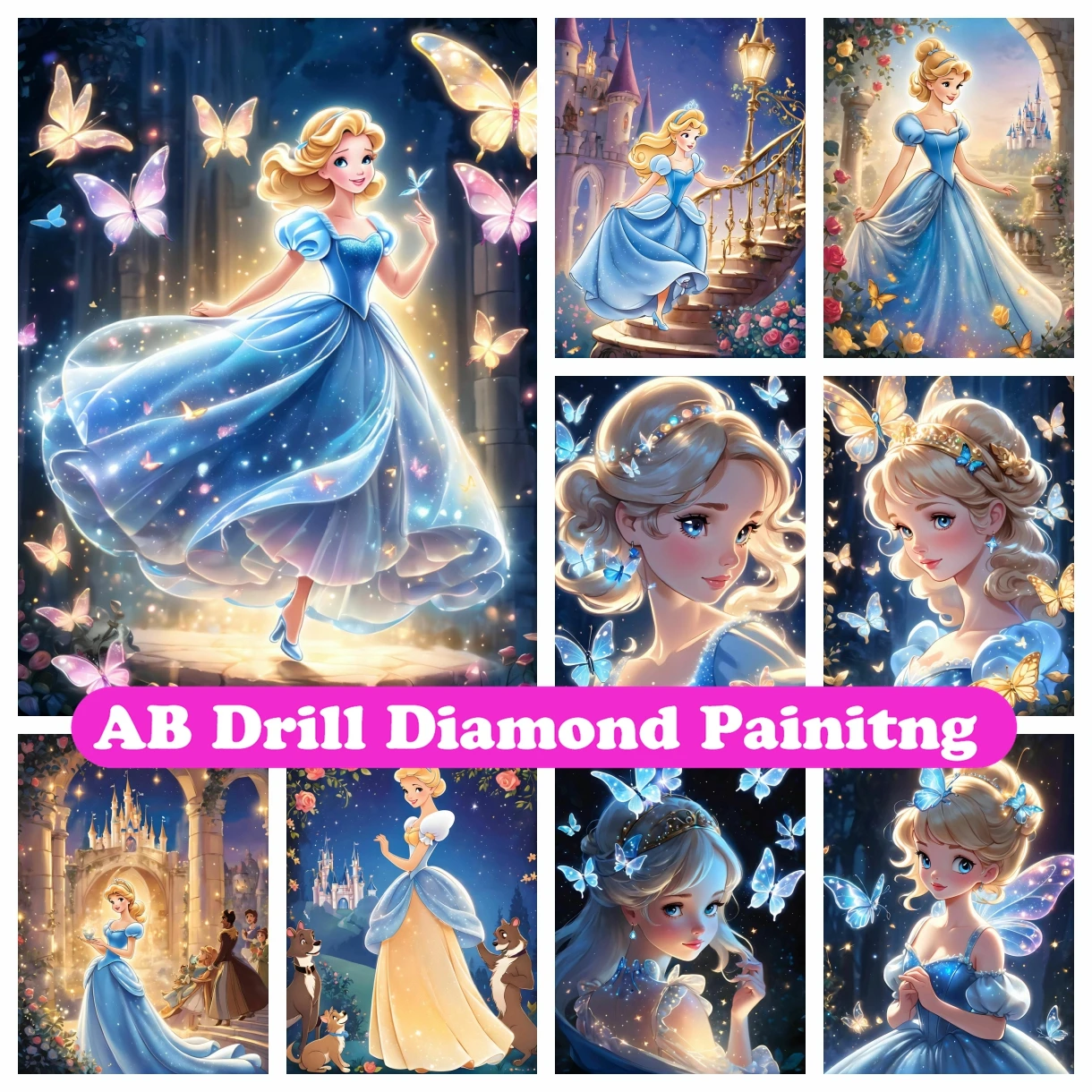

Cinderella Disney Princess 5D DIY AB Diamond Painting Mosaic Cartoon Embroidery Cross Stitch Picture Home Decor Children's Gifts