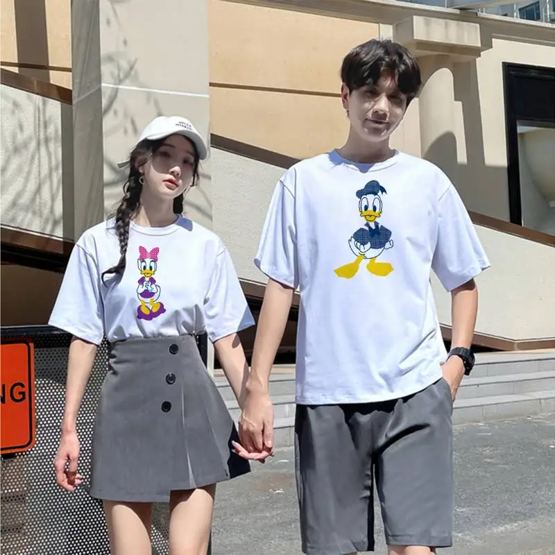 

Забавная Футболка с принтом Дональда Дак Дейзи BBF парная любовь летняя одежда Повседневная Женская Мужская футболка хип-хоп Уличная одежда ...