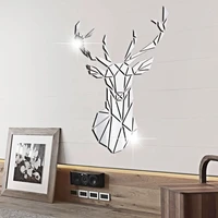 3d deer head mirror acrylic mirror stickers various sizes diy wall stickers murals living room bedroom children home decor
