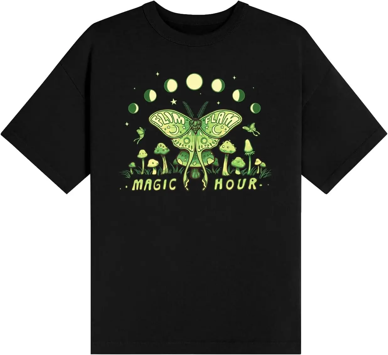 Flim Flam Moth Round Neck Casual T-Shirt Lightweight and Soft for Both Men Women