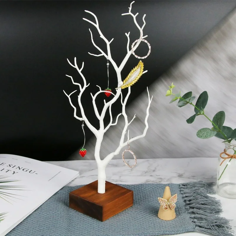 

Подставка для ювелирных изделий из акации, витрина для сережек, колец, ожерелий, модные креативные аксессуары для хранения в доме