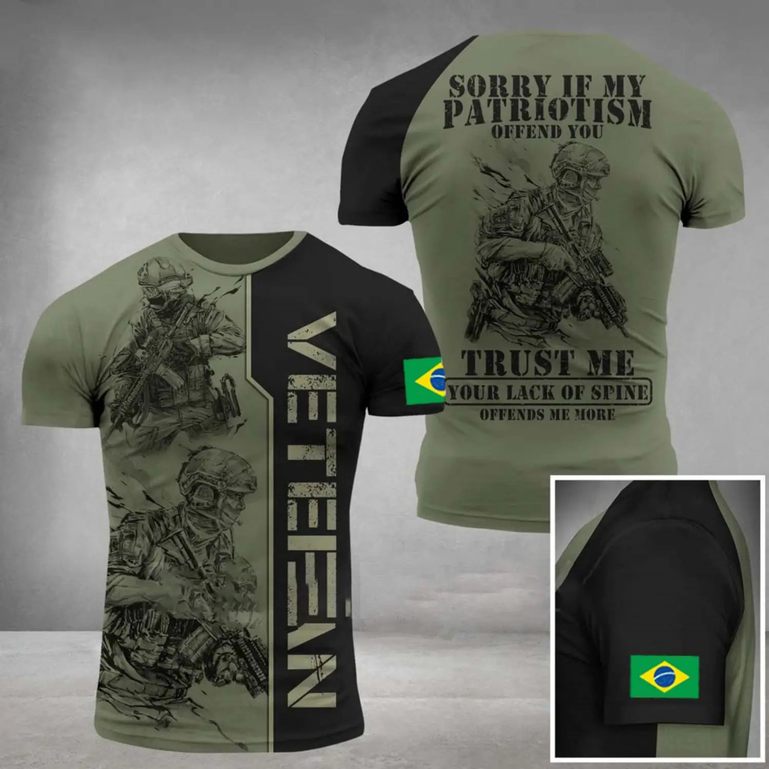 

Brazil Army Camouflage Special Forces ARMY-VETERAN 3D Printed For Men Women T Shirt Short Sleeve Tactical Shirts Men's Clothing