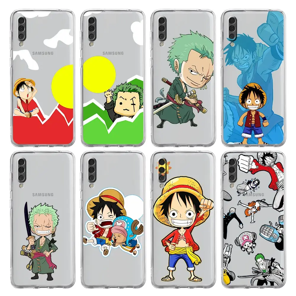 

Phone Case For Samsung Galaxy A12 A32 A50 A70 A20E A20S A10S A22 A30 A40 A52S A72 5G A02S Clear Cover One Piece Cute Luffy