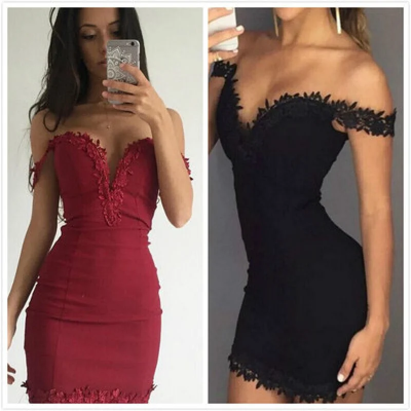 

AliExpress New European And American Fashion DeepVCollar Lace Slim-Fit Sexy Sheath Dress Suspender Raglan Dress