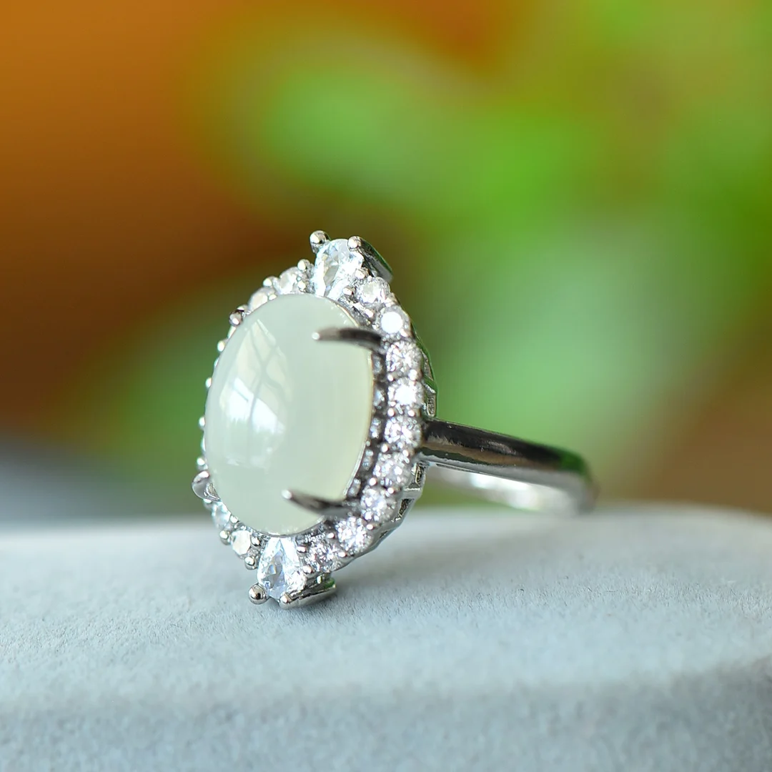 Натуральный нефрит белый кольцо модные серьги подвески оптовая продажа 02