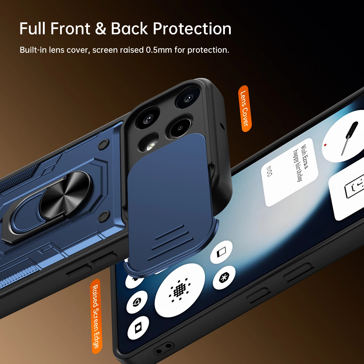 Фото Чехол Nanshan Armor для Nothing Phone 3A Lite с защитой объектива камеры, металлическим кольцом-подставкой и противоударным покрытием №3