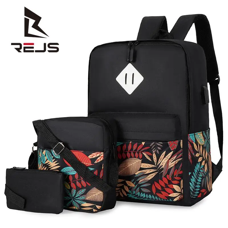 

REJS Thin Women Laptop Backpack 15 Inch Waterproof Casual Slim Backpack Men with Usb Charging Business Travel School Bag 3pcs