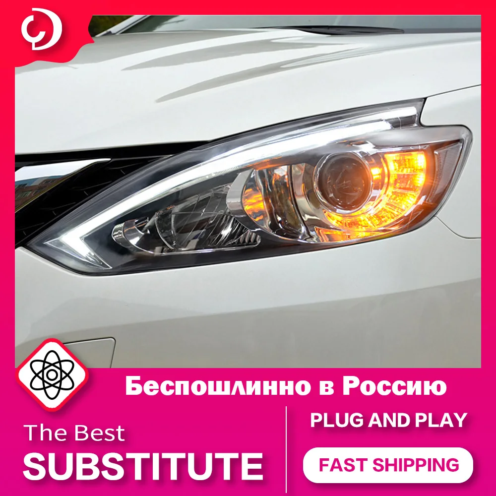 

Фары для Nissan Sylphy 2015-2017 Foco, светодиодные линзы DRL для передних фар, ходовой сигнал поворота, светодиодные линзы проектора Angel Eye