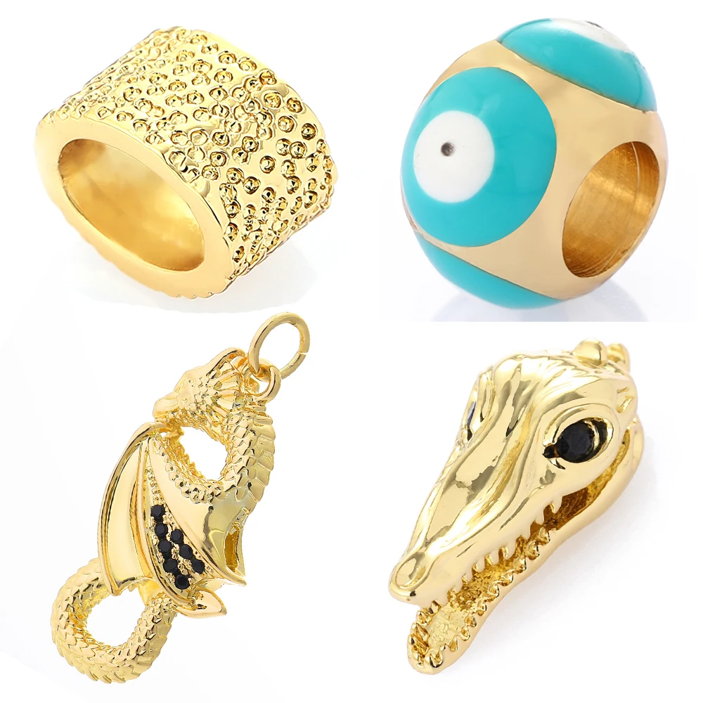 

Dragon Monster Evil Blue Eye Charms Gold Color Beads Diy Bracelet Necklace Keychain Bead for Jewelry Making Supplies Accessories